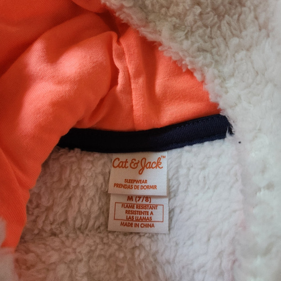Cat & Jack Fleece Sleepwear Girls Size Medium Cream Hooded Pullover Pocket - Picture 7 of 8